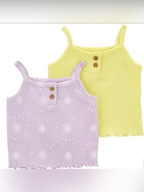 Carter’s Newborn Girls 2 Pc Spaghetti Strap Tank Top Set Purple & Yellow NWT